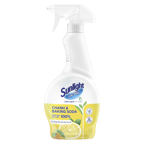 Nước lau bếp Sunlight thiên nhiên 500ml hương Chanh & Baking Soda - dạng chai xịt tẩy rửa vệ sinh bề mặt nhà bếp, loại bỏ dầu mỡ, mảng bám lâu ngày - nuoc lau bep cif
