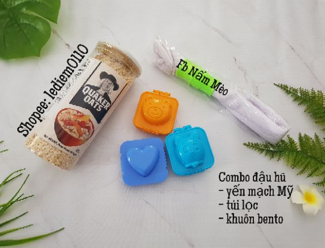 Combo đậu hũ yến mạch( tách lẻ 200gr yến mạch+ 2 khuôn+ 1 túi lọc)