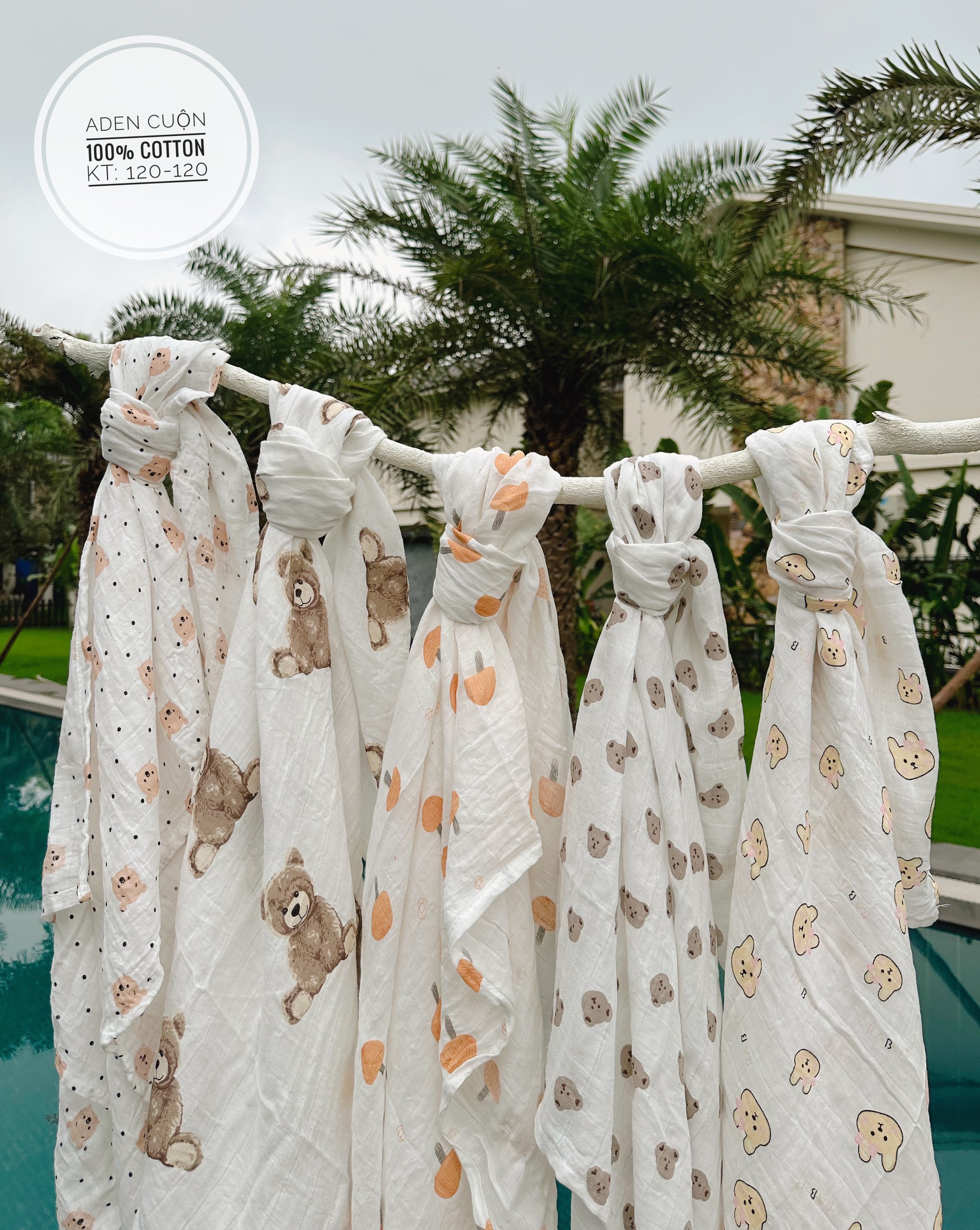 khăn xô tắm Muslin Swaddle Organic cotton