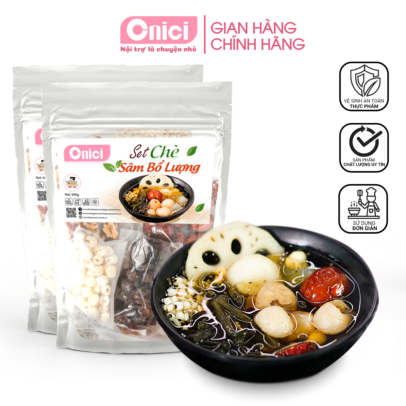 Set chè sâm bổ lượng (Set lớn 30 Chén) Bếp của mẹ Onici