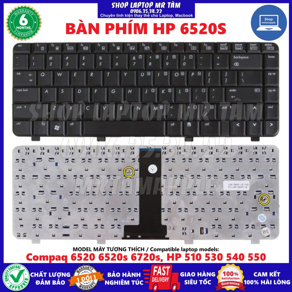 Bàn phím laptop hp 6520s dành cho compaq 6520 6520s 6720s, hp 510 530 540 550