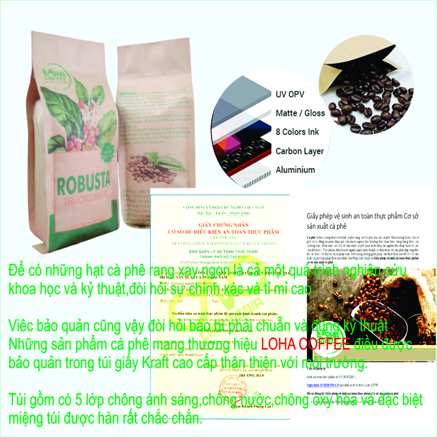 500gr Cà Phê Hạt Arabica Đà Lạt Rang Mộc Dạng Hạt Pha Máy -LOHA COFFEE