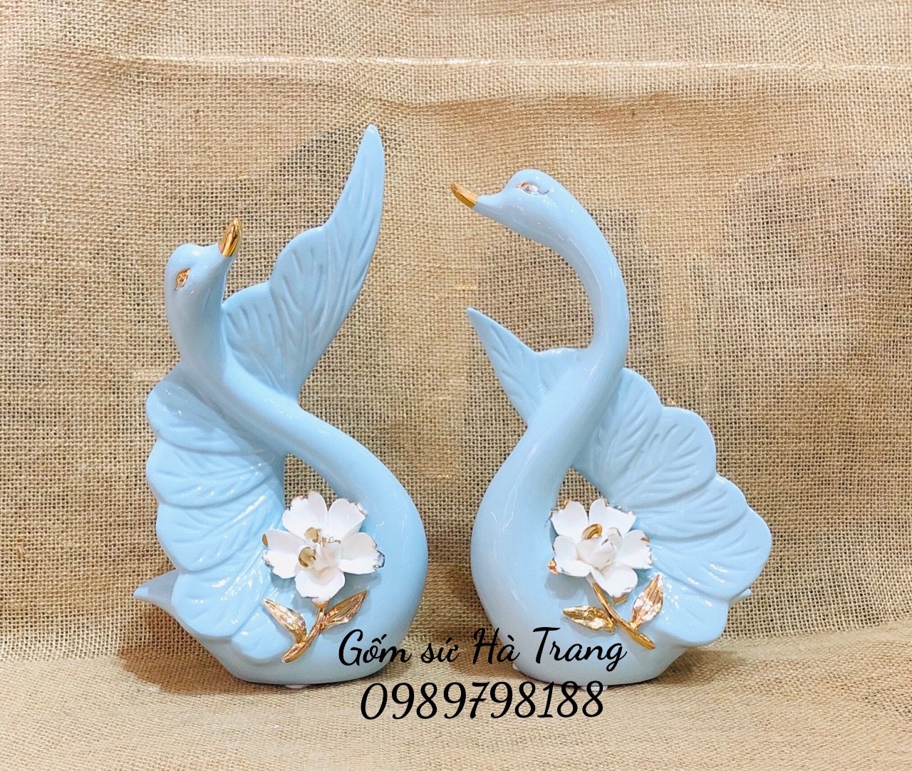Set decor thiên nga đôi chất liệu gốm sứ mã 01