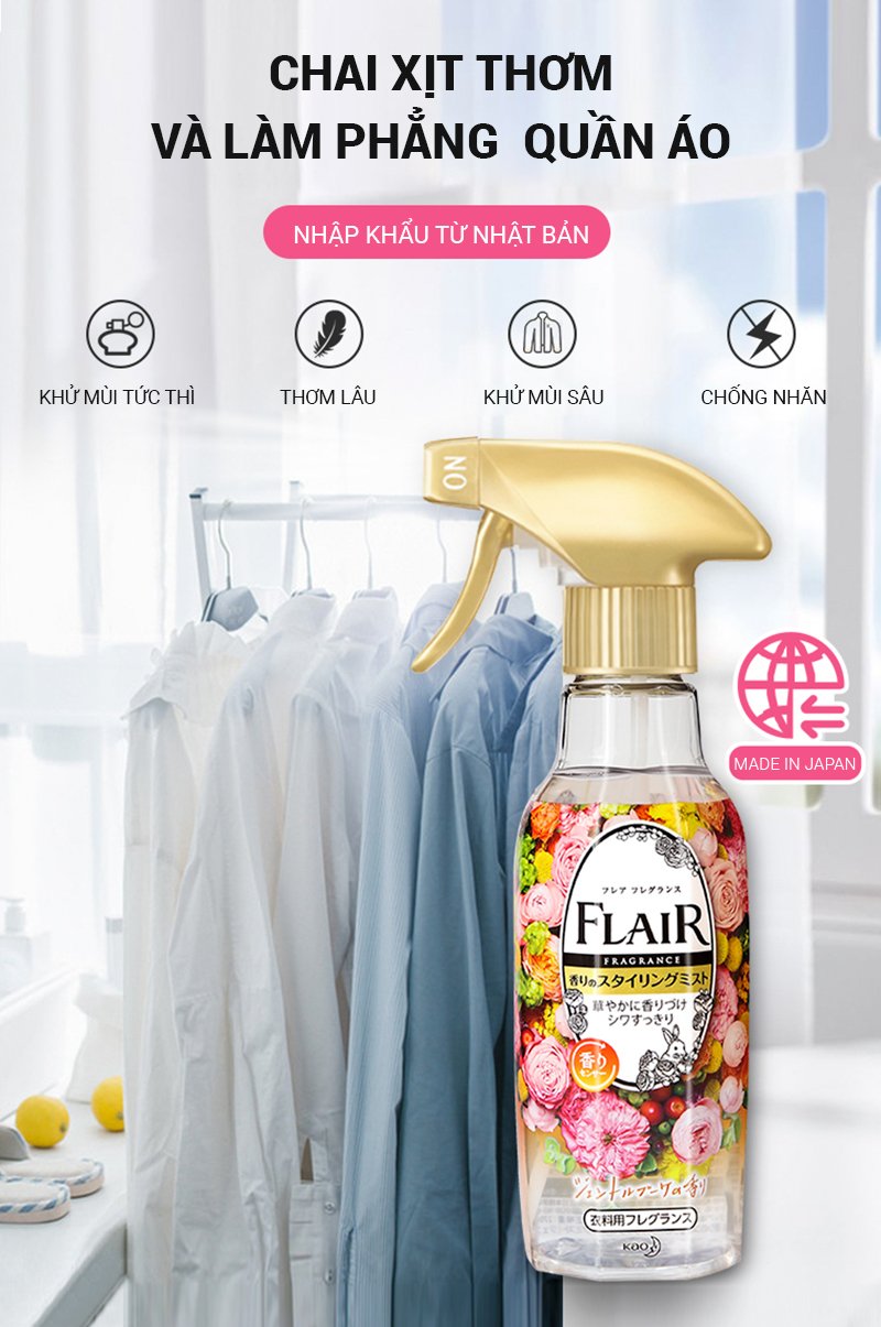 XỊT THƠM VÀ LÀM PHẲNG QUẦN ÁO KAO 270ml