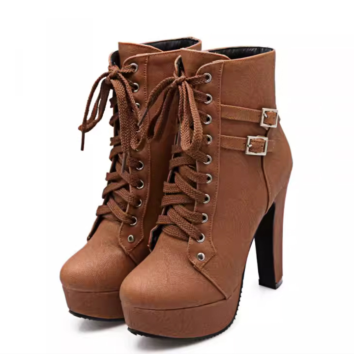 Boots Cổ Ngắn Gót Vuông 12cm PB655-4022