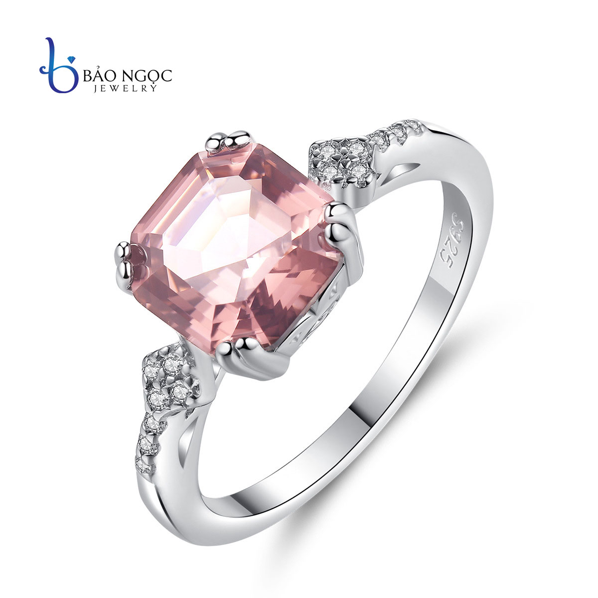 Nhẫn bạc ý đá tự nhiên - nhẫn đeo tay nữ trang bạc xi bạch kim cao cấp - n2392 - bảo ngọc jewelry