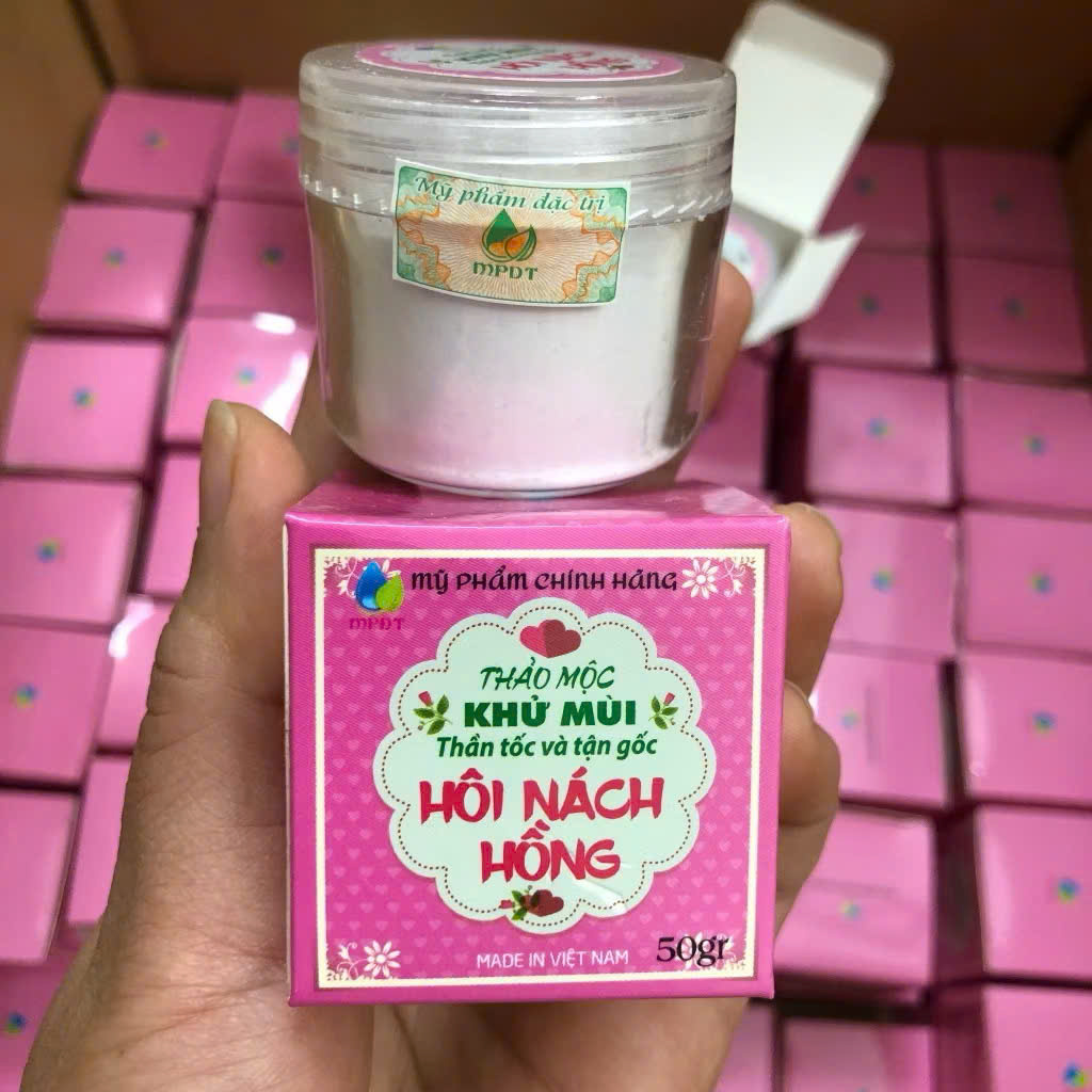 Bột Thảo Mộc Khử Mùi Hôi Nách Hồng MPĐT Ngân Bình 50g