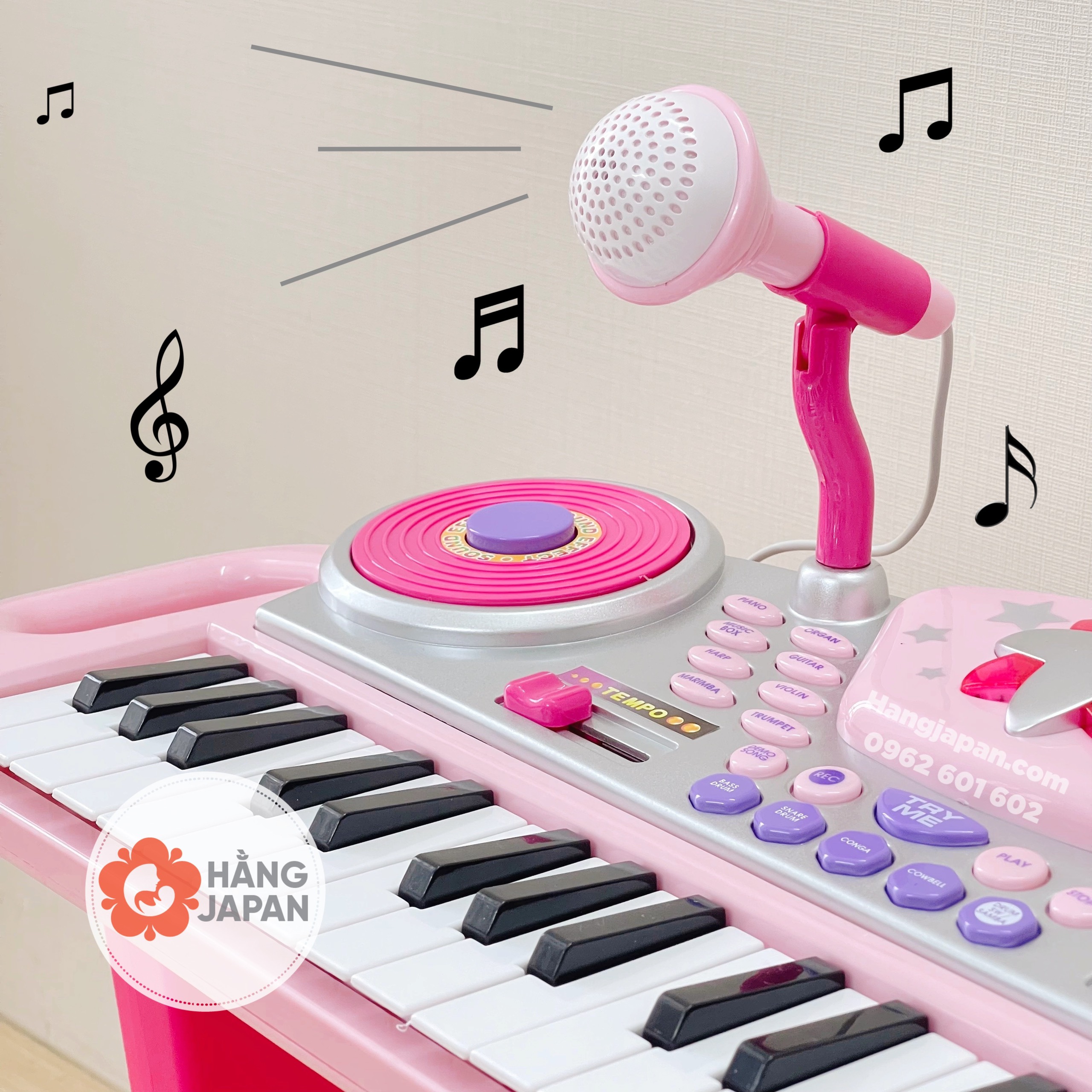 Đàn organ màu Hồng cho bé WinFun 2068-G kèm Micro