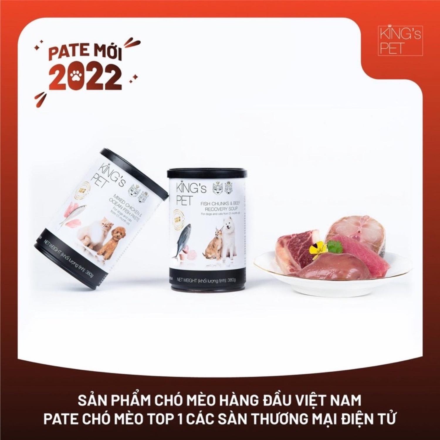 [ Lon 380gr ] Pate tươi King’s Pet cho chó mèo 🐶🐱