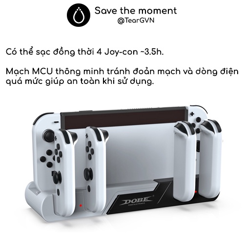 Đế sạc 4 Joy-con và giữ thân máy DOBE cho Nintendo Switch Oled / Switch V1,2