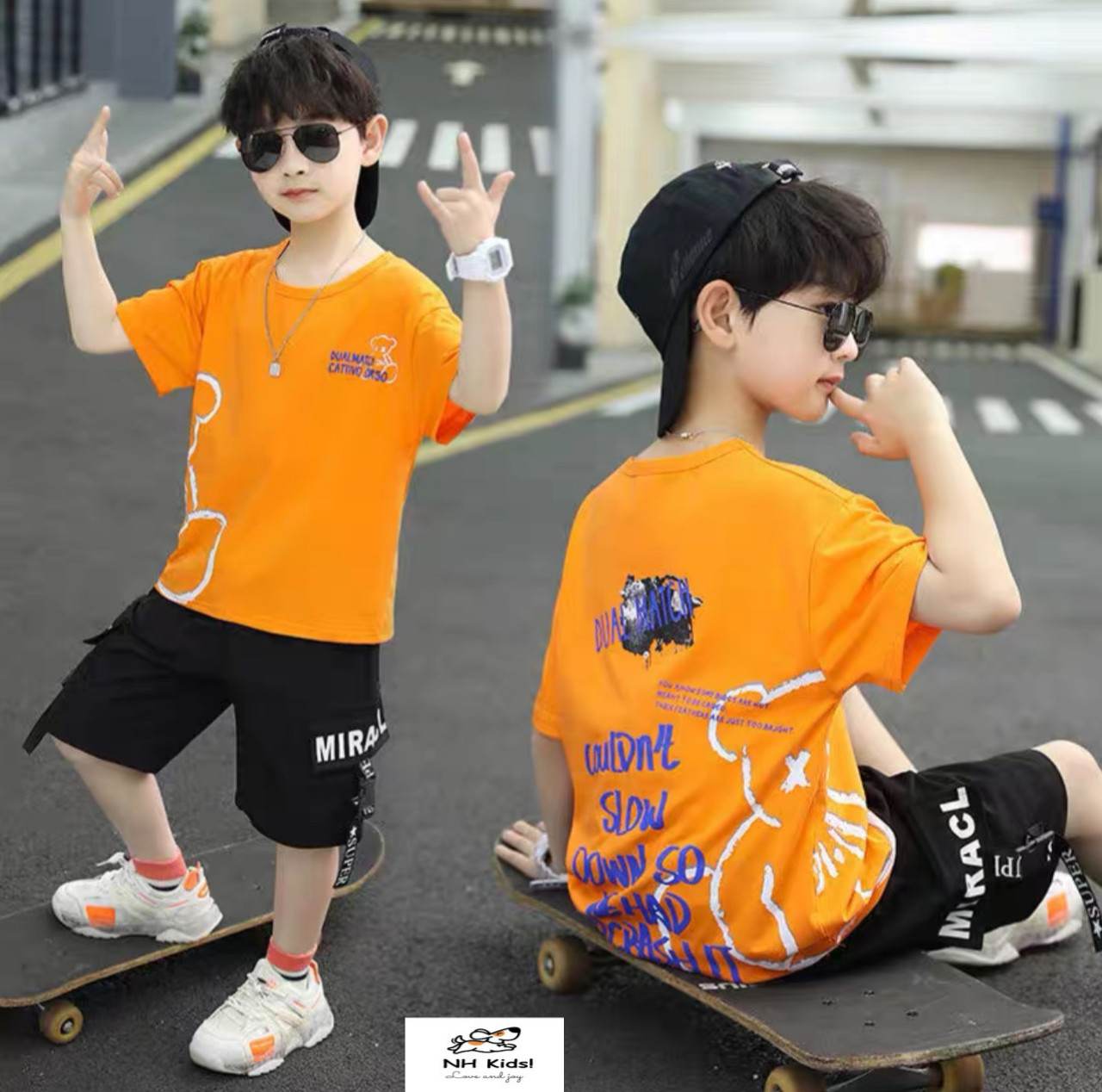 Bộ Áo coton quần kaki cho bé trai 25-43kg