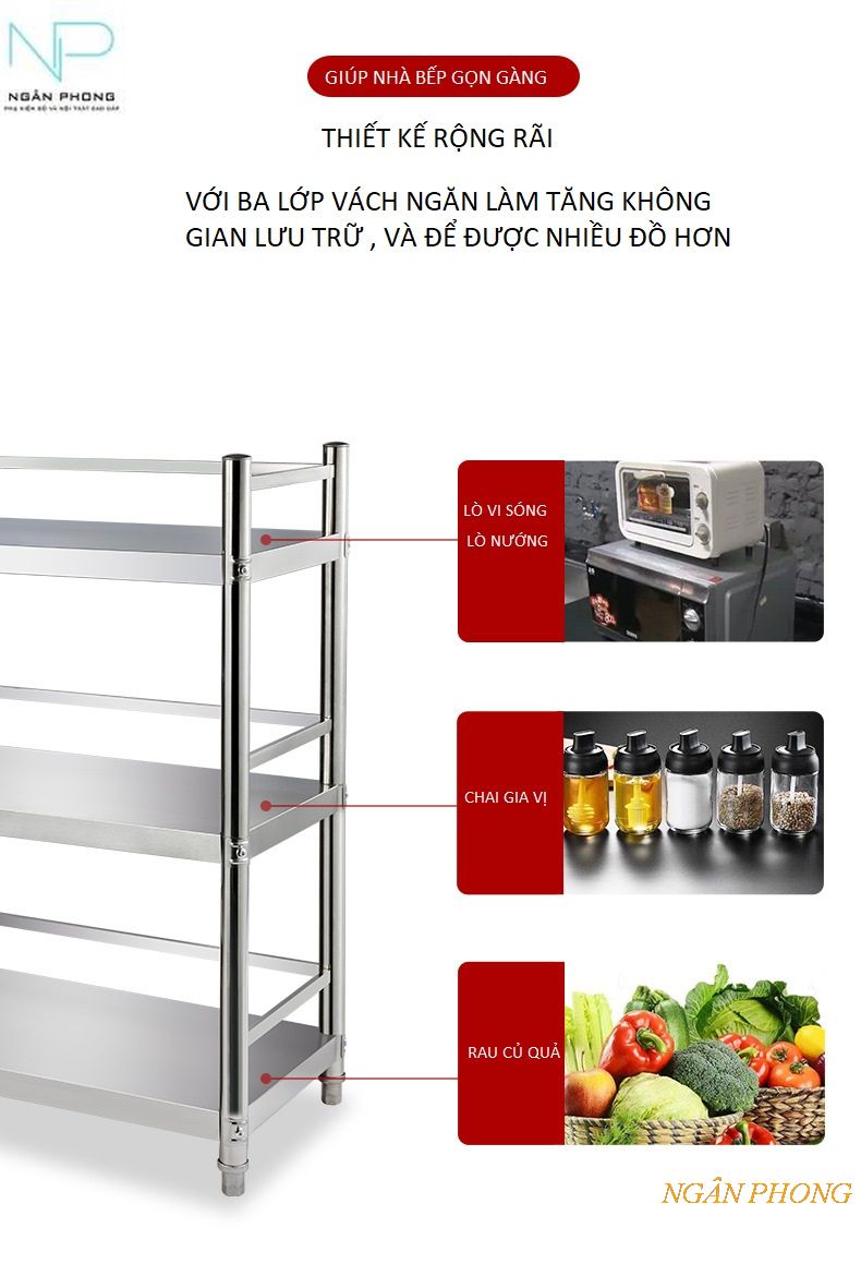 KỆ BẾP LẮP RÁP INOX 201- MÂU BG61