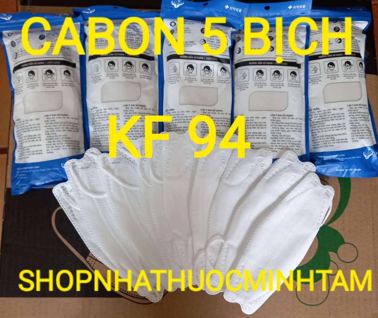 KHẨU TRANG KF94  HÀNG CHẤT LƯỢNG TỐT  ( CABON 5 BỊCH 50 CÁI  ) TRẮNG