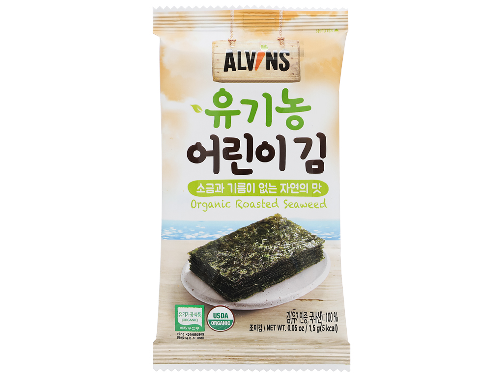 [Hoàn Tiền 15%]Rong biển hữu cơ cho bé Alvins Organic Roasted Seaweed