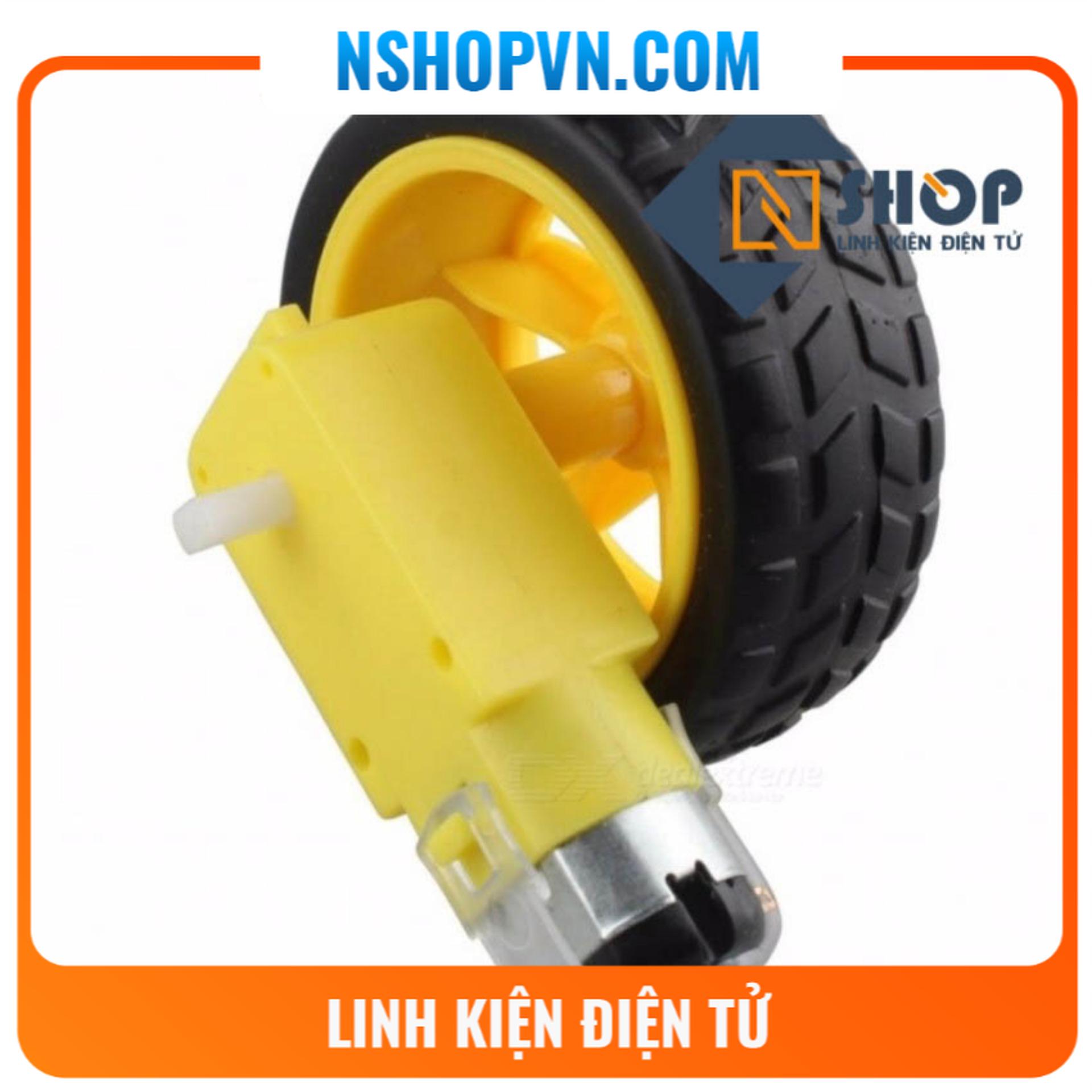 Động cơ giảm tốc vàng kèm bánh xe