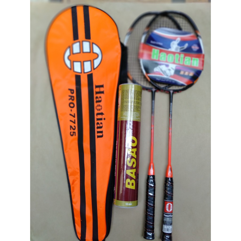 CẶP VỢT CẦU LÔNG HAOTIAN 7725 - TẶNG NGAY HỘP CẦU BA SAO 10 QUẢ