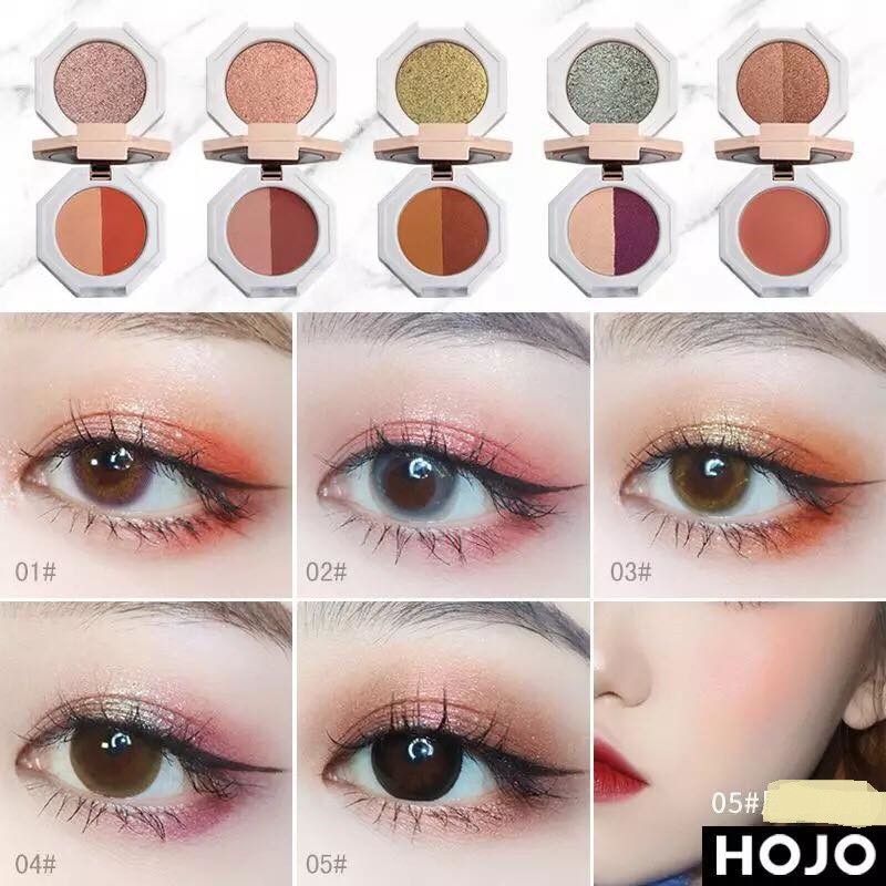 Phấn mắt HOJO vân đá 3 mầu kèm gương
