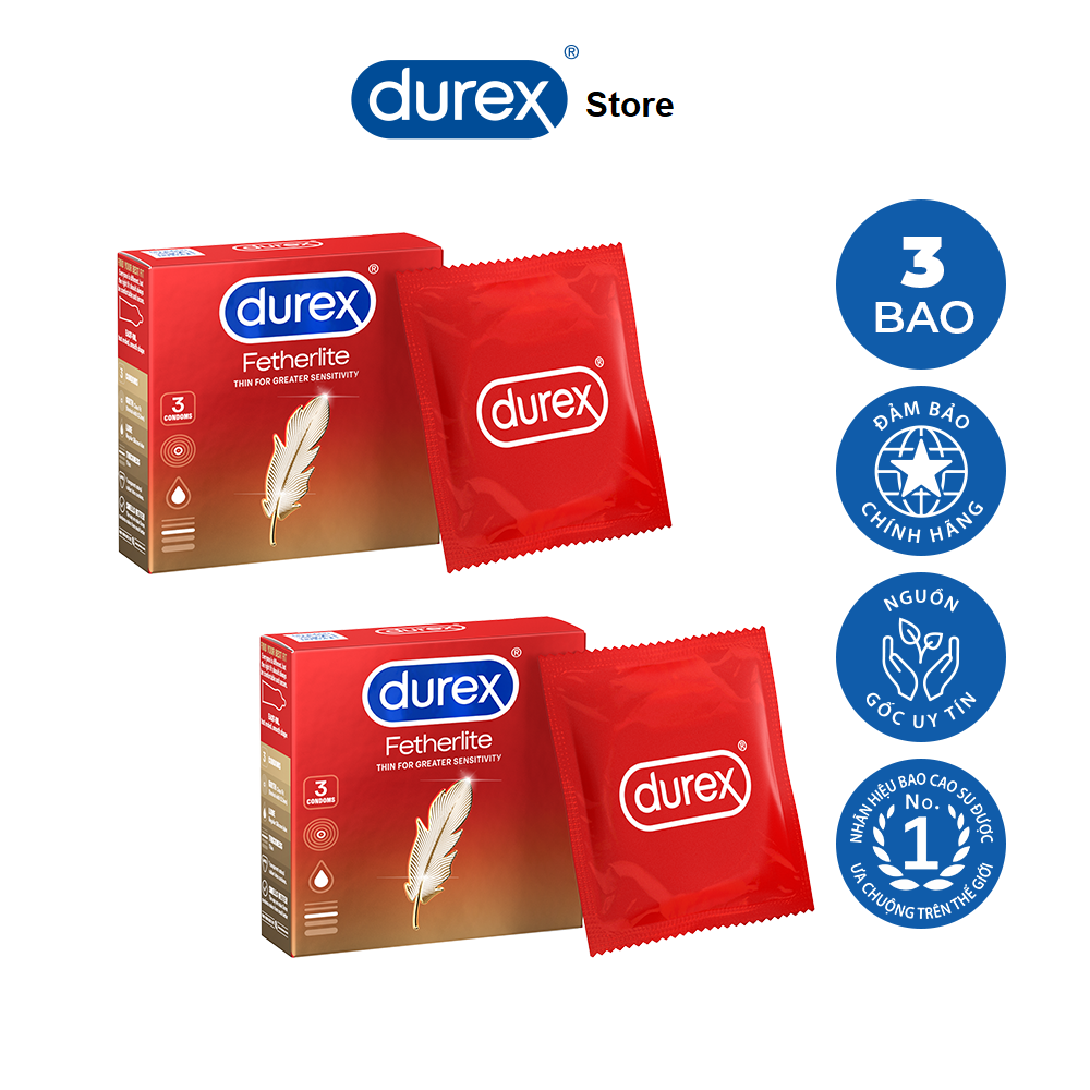 [HCM]COMBO 2 hộp Bao cao su siêu mỏng Durex Fetherlite ( 6 Bao)