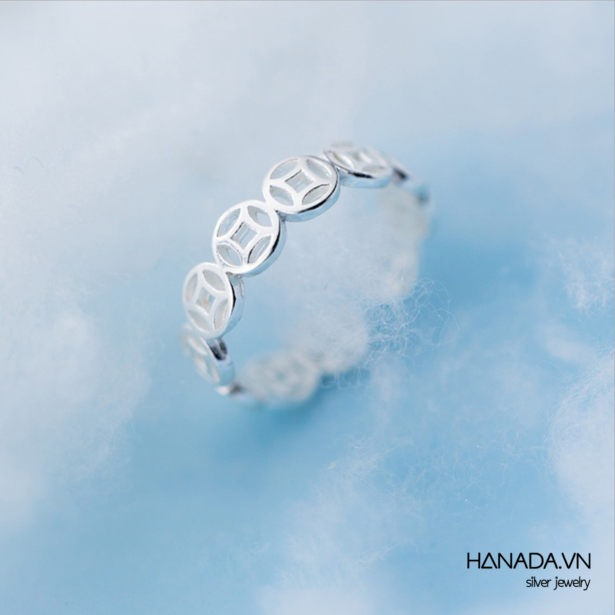 [ LAZXuhuong03 giảm 40K /299K] [HCM]Nhẫn Bạc 925 Hanada  Nhẫn Kim Tiền Freesize 0027