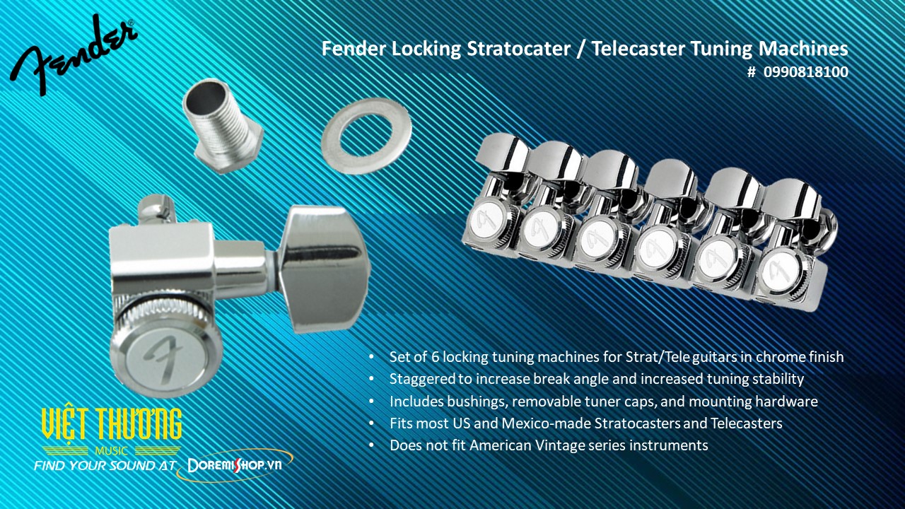 [HCM]Bộ 6 khóa dây đàn guitar Fender Locking Tuning Machines ( # 0990818100 )