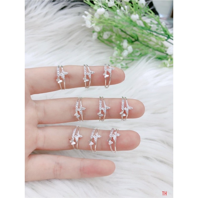 Nhẫn nữ hình bướm nạm đá sáng đẹp ,( ảnh thật )