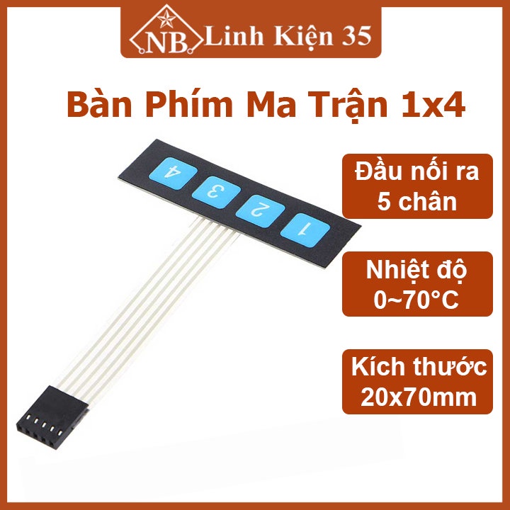 Bàn phím Maxtrix ma trận 1x4 đầu nối ra 5 chân ứng dụng công nghệ, điện tử