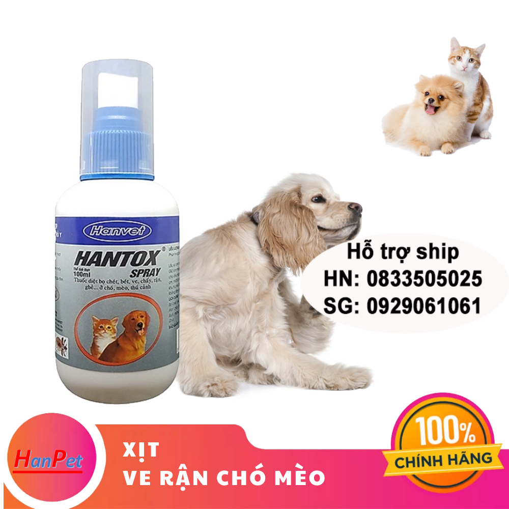Hanpet - SP 949 - Xịt ve rận Hantox 100ml ( 4711612) thuốc xịt chó mèo- HP10545TC