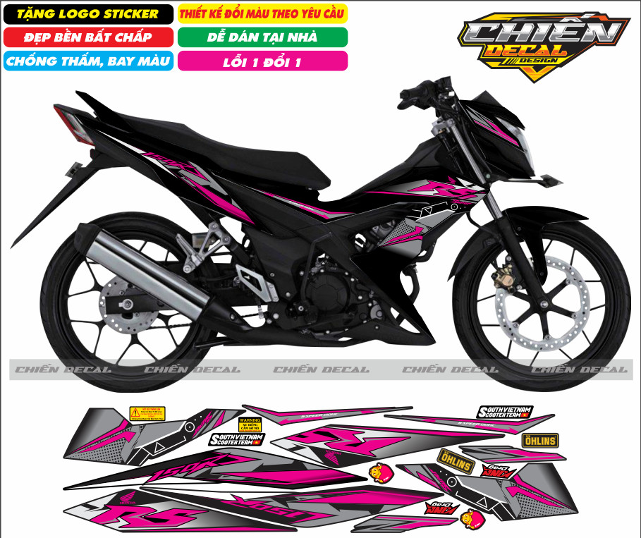 Tem rời xe sonic 150 màu đen nhiều kiểu lựa chọn (tem 3 lớp cao cấp)