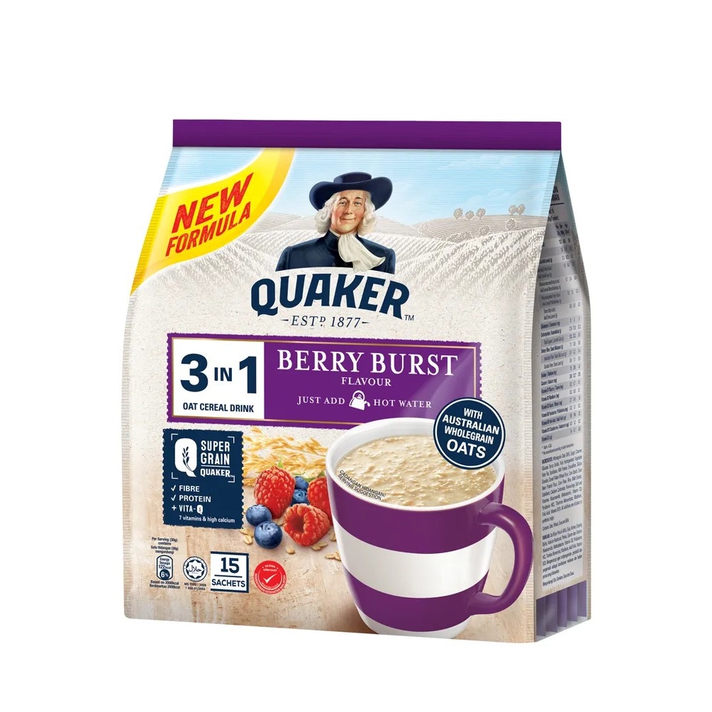Thức uống yến mạch Quaker 3in1 - Vị Berry Burst túi 450g