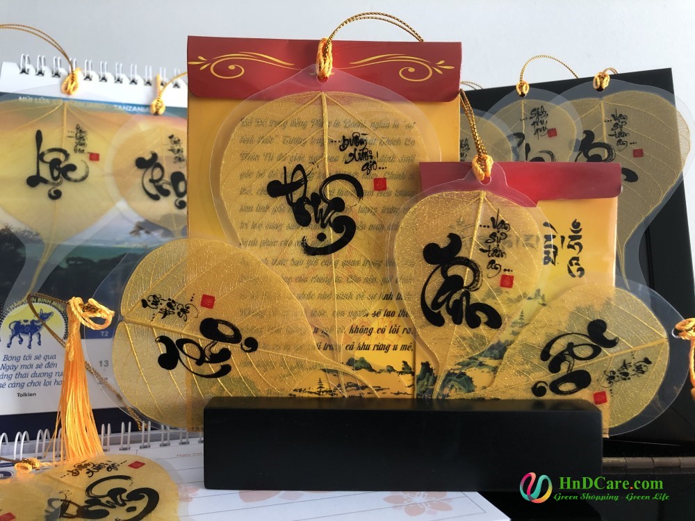 Lá Bồ Đề Vàng Kim Cao Cấp (Lá Bồ Đề Phong Thủy, Thư Pháp)