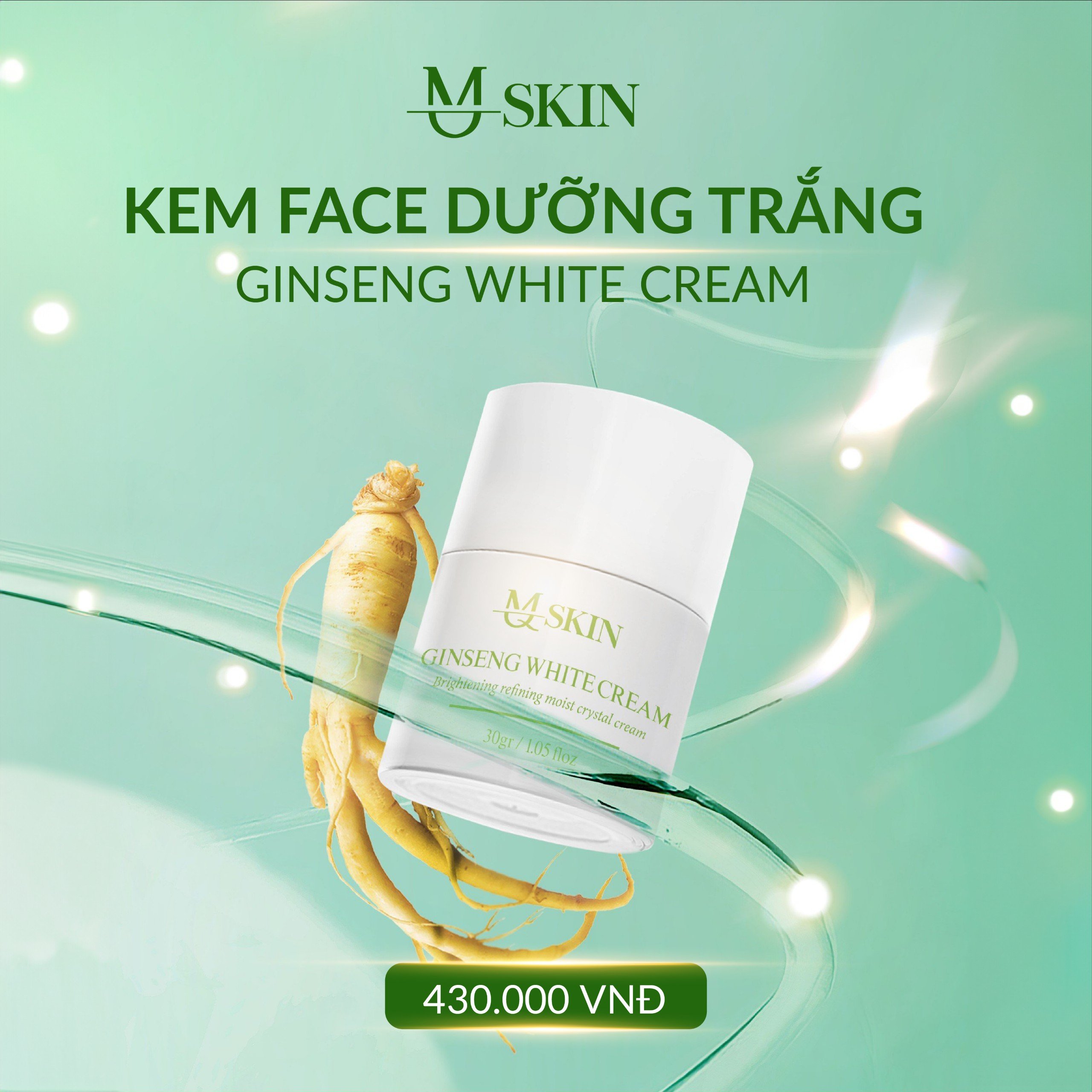 Kem Face Nhân Sâm, Ginseng White Cream dưỡng trắng sáng da 30gr ( New)