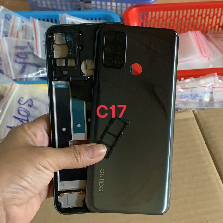 Bộ vỏ Realme 7i /Realme c17 ( kèm nút bấm và kính camera)