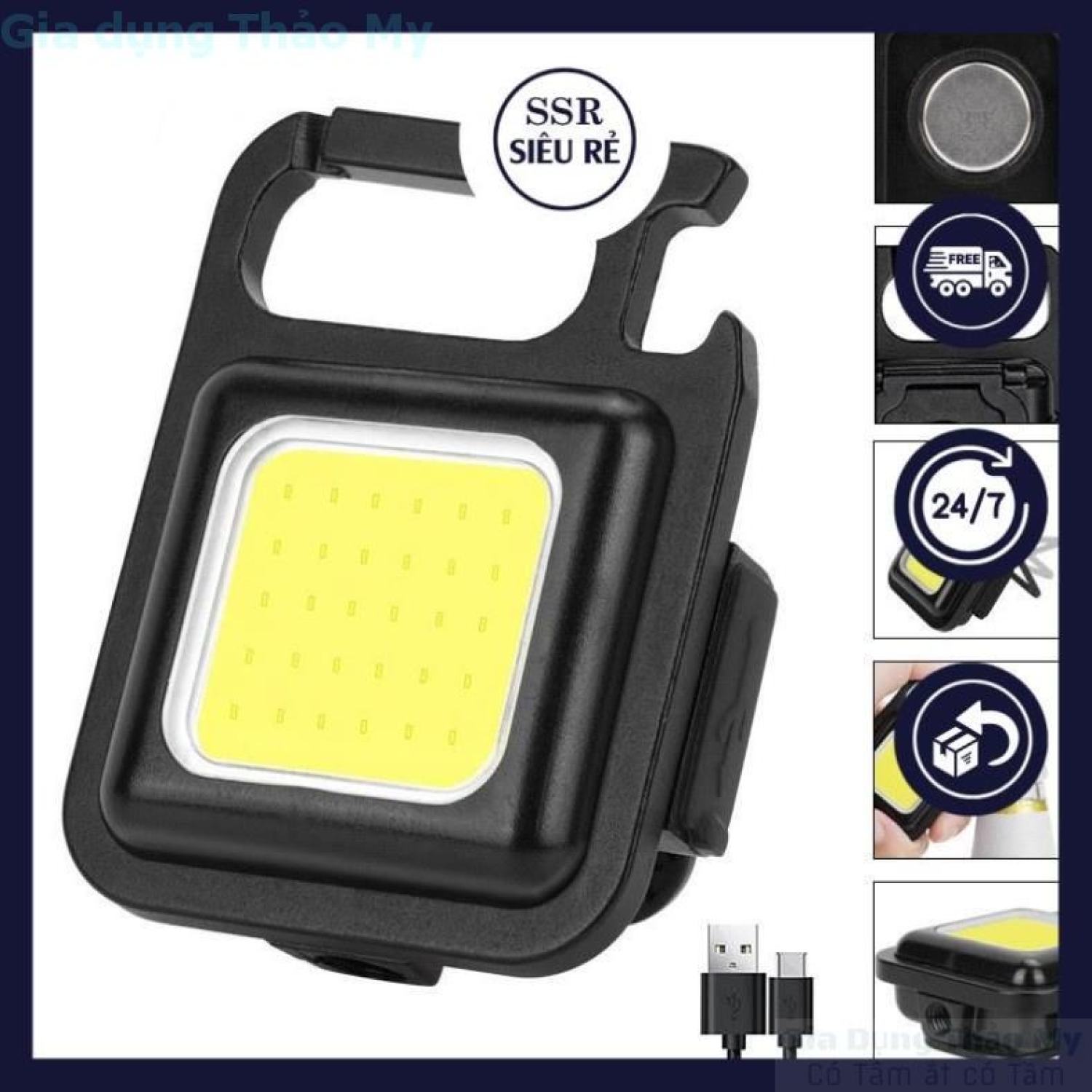 Móc Khóa Đèn LED Mini Siêu Sáng Sạc USB Tiện Dụng