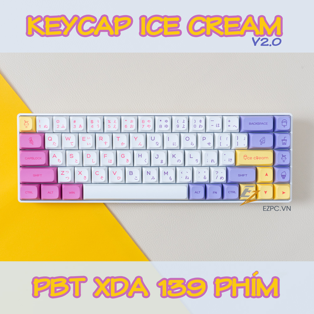 Keycap Ice Cream Thick PBT XDA Profile 139 Phím