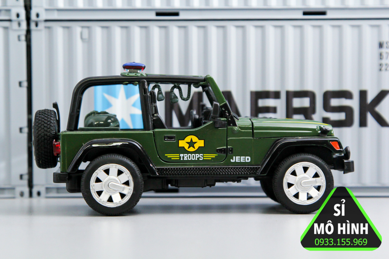 [HCM][ Sỉ Mô Hình ] Mô hình xe Jeep Rubicon mui trần Army 1:32