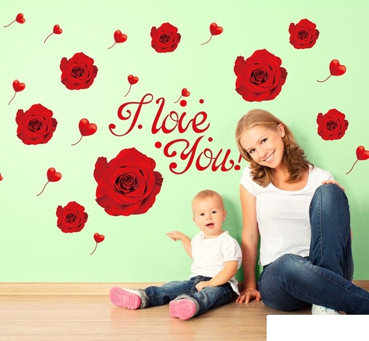 [HCM]DECAL DÁN TƯỜNG HOA HỒNG NHUNG ILU