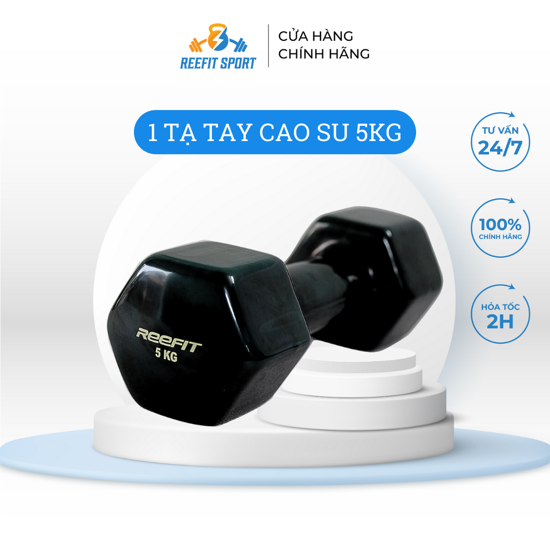 Tạ tay cao su reefit 5kg màu đen