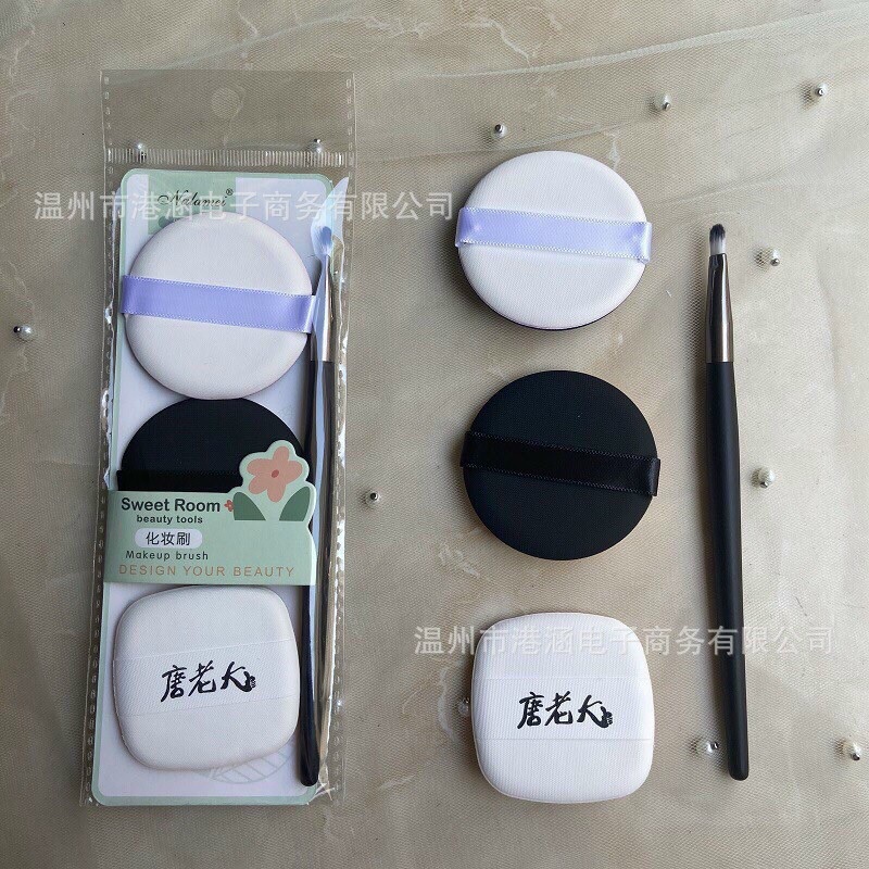 set 3 Miếng Bông, Mút Tán Đánh Phấn Kem Nền kèm cọ  mắt ( giao ngẫu nhiên)