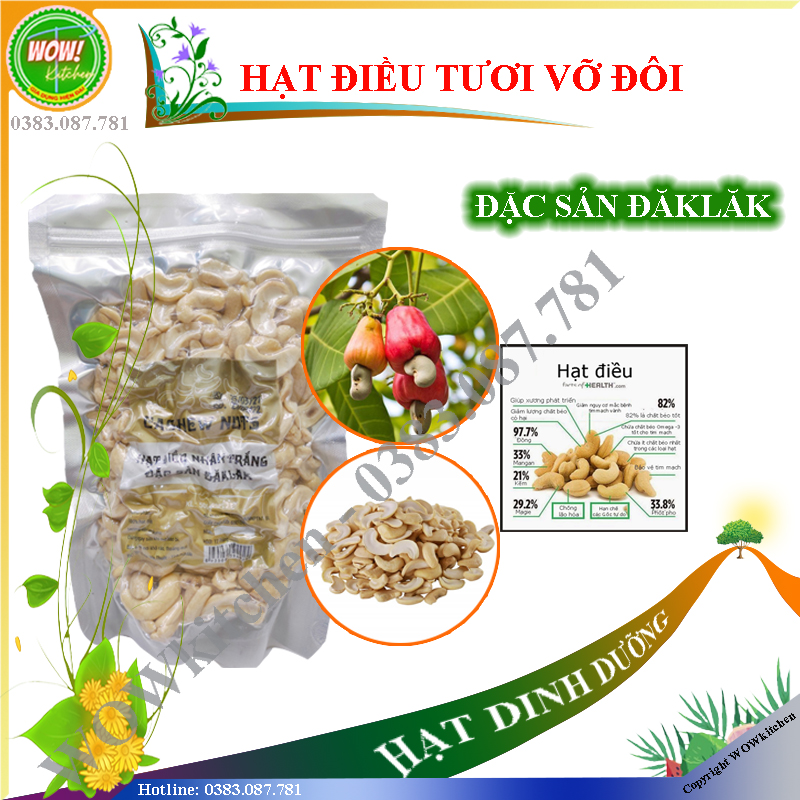 [500g] Hạt điều tươi vỡ đôi - Đặc sản ĐăkLăk