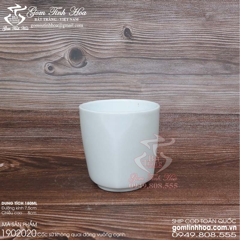 Ly cốc sứ men trắng gốm sứ Bát Tràng cao cấp