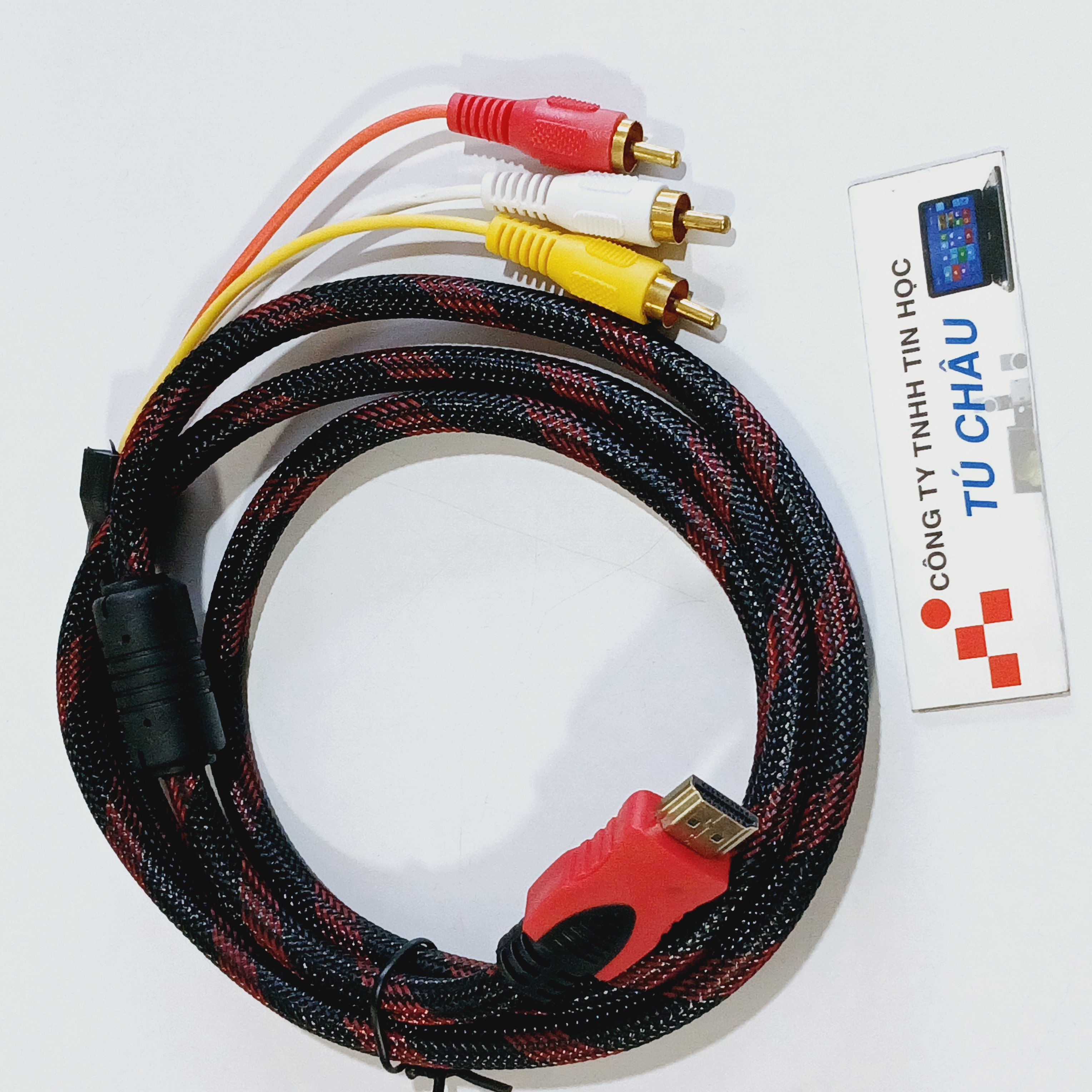 Cáp HDMI ra 3 AV (3RCA) (Đầu chuyển (3 AV Cái) /  Cáp dài 1.5m (3 AV Đực))