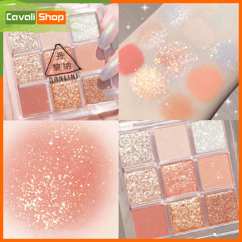 Phấn mắt 9 ô Dikalu nhũ lì – CAVALI – Hàng nội địa Trung gồm các tone màu thời thượng