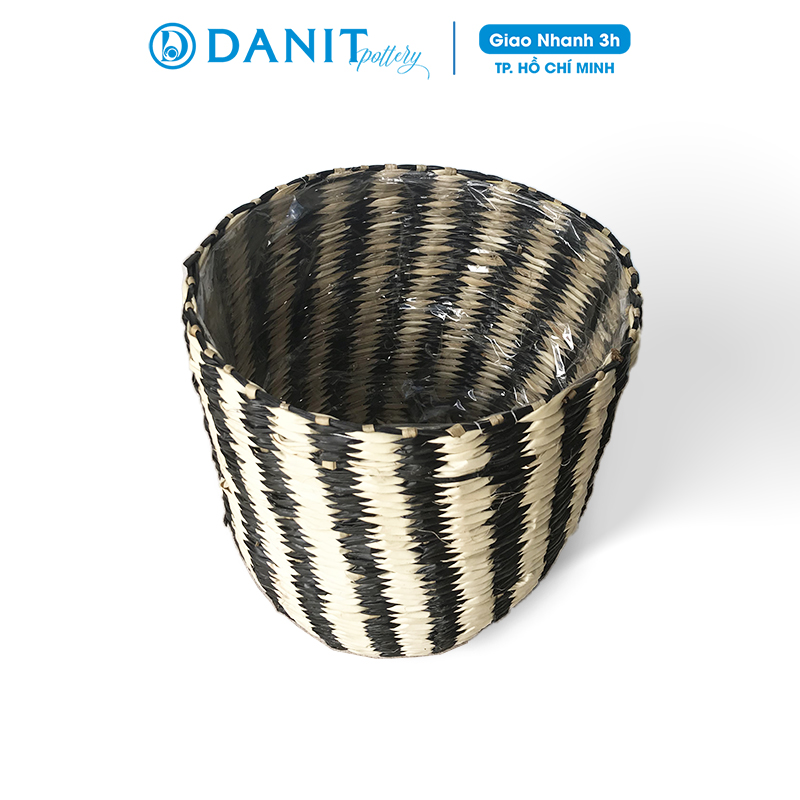 Giỏ cói trồng cây | Giỏ đựng đồ | Giỏ đựng mỹ phẩm (Giỏ cói phối buông) Danit Pottery