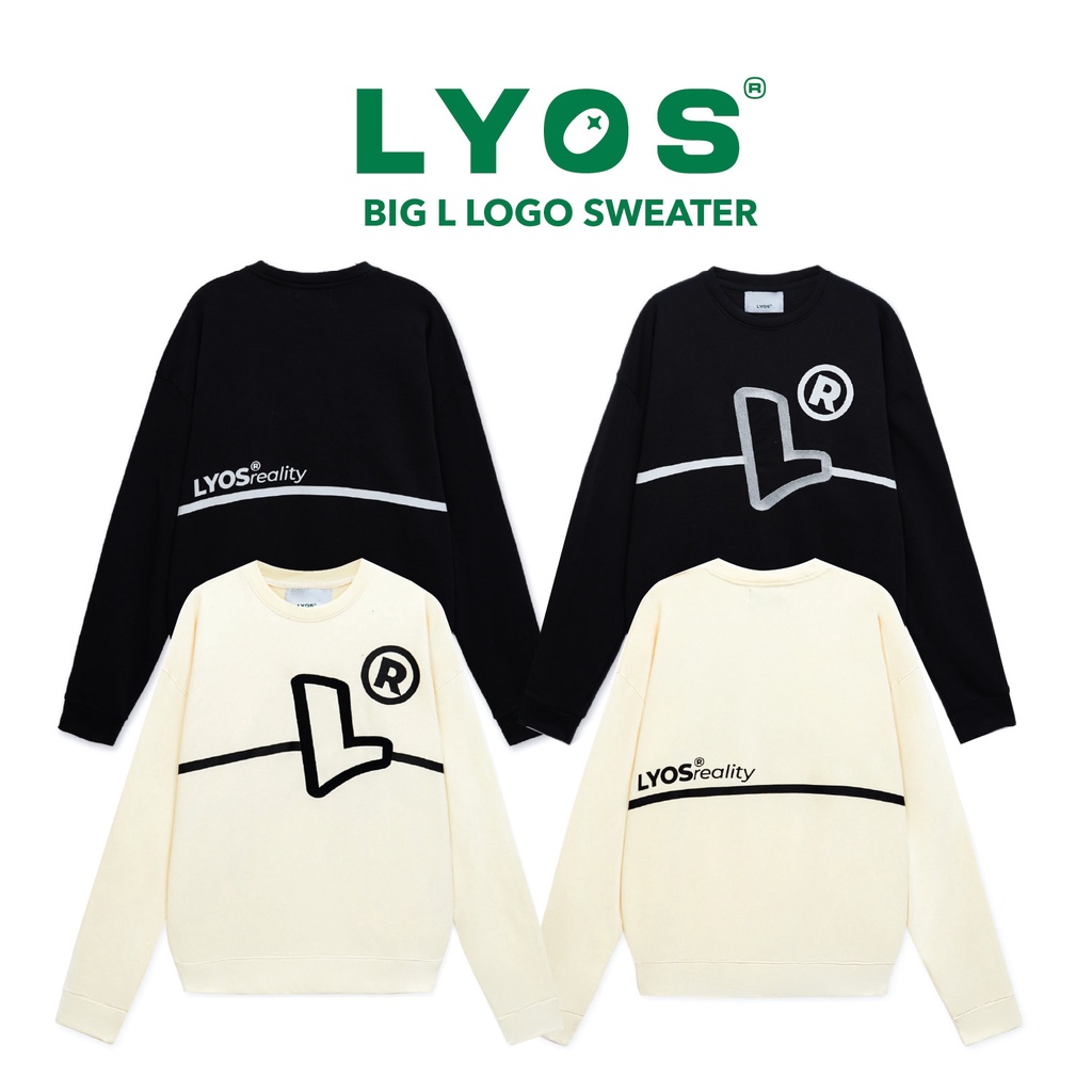 Áo Nỉ LYOS Big L Logo Sweater Đen/ Kem
