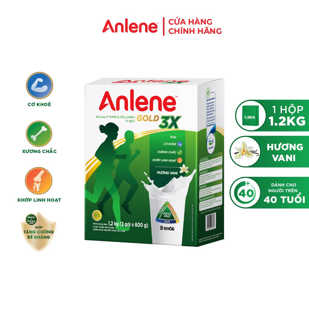 Sữa bột Anlene Gold Movepro 3X Vani 1,2 Kg