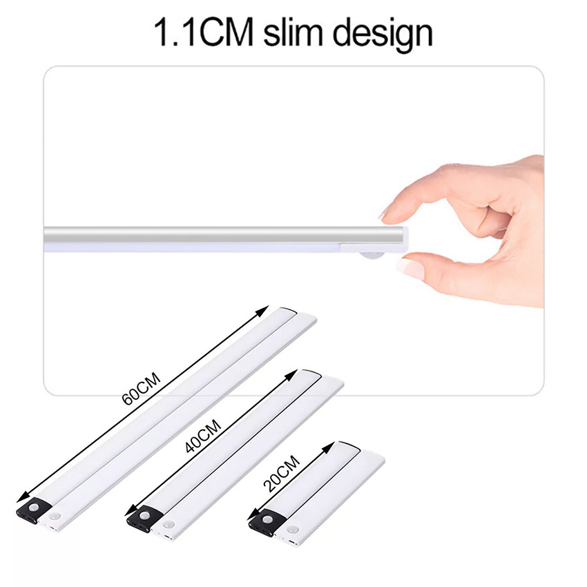 【Ready Stock】Vimite LED Motion Sensor Night Light 3 Color Lamp Wireless USB Charging Cabinet Lights For Bedroom Wardrobe Living Room