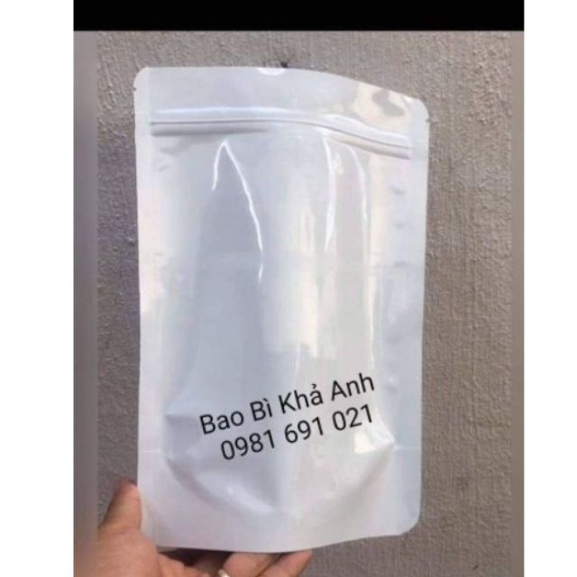 1kg túi zip đáy đứng 2 mặt trắng sữa cao cấp (túi zipper đáy đứng)