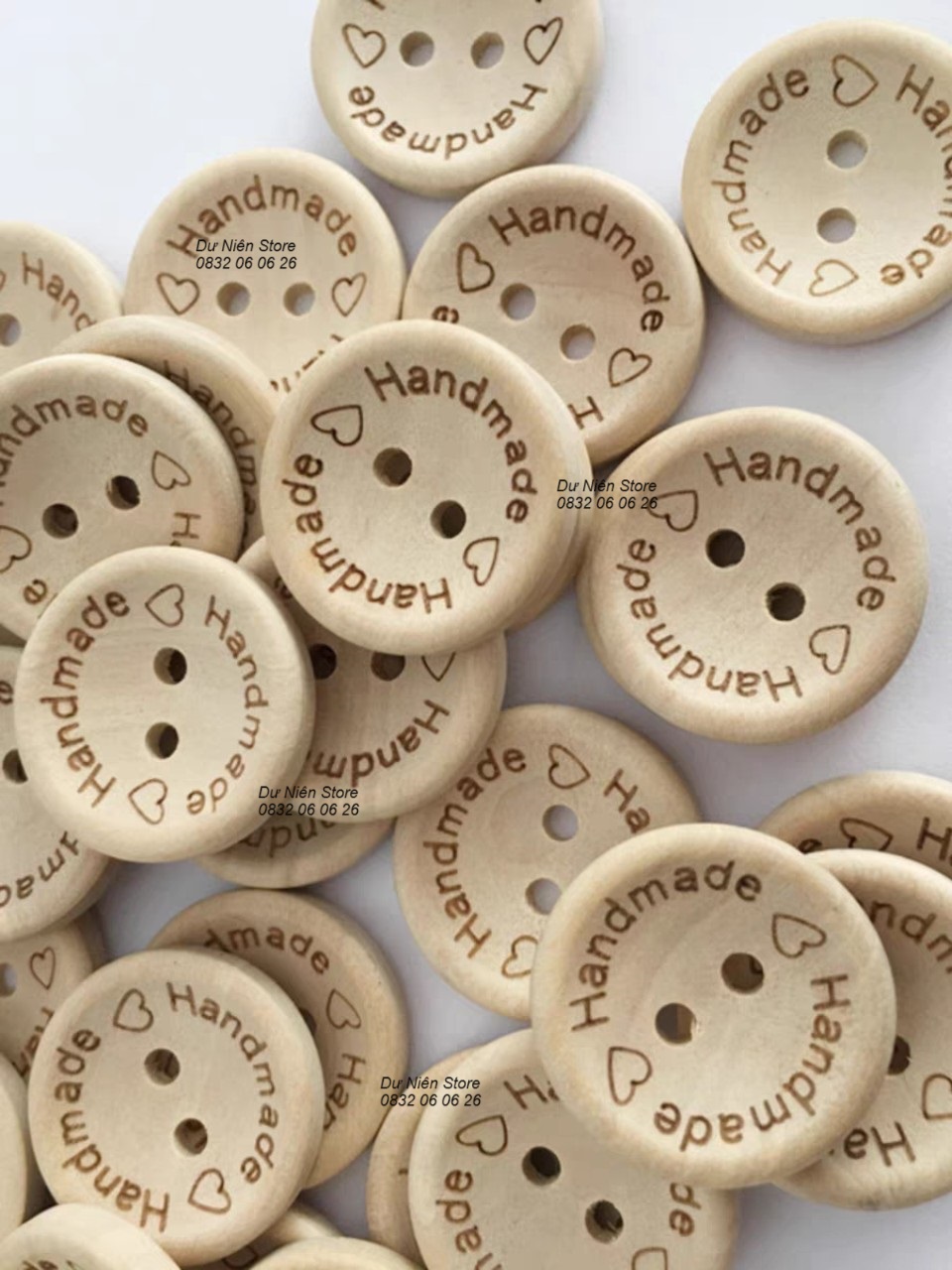 Nút Gỗ 15mm Khắc Handmade Trang Trí Gói 20, 50 Nút.