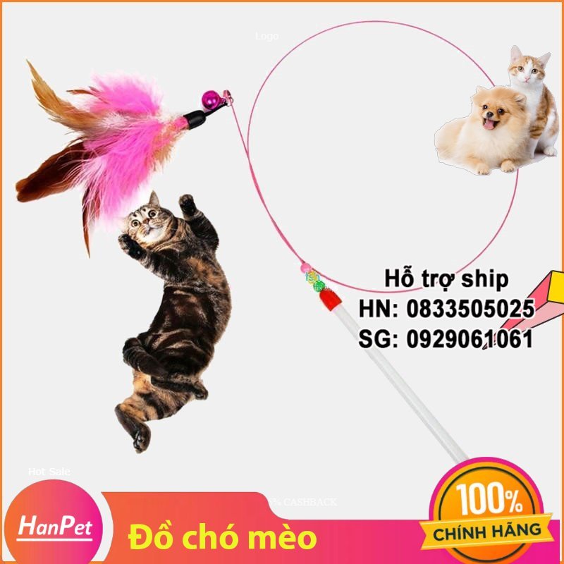 Hanpet - SP1214 – Đồ chơi cho mèo - Cần CÂU MÈO Dẻo (dây thép dài) cần câu cho mèo chơi