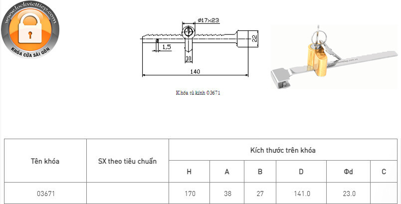 KHÓA TỦ KÍNH VIỆT TIỆP